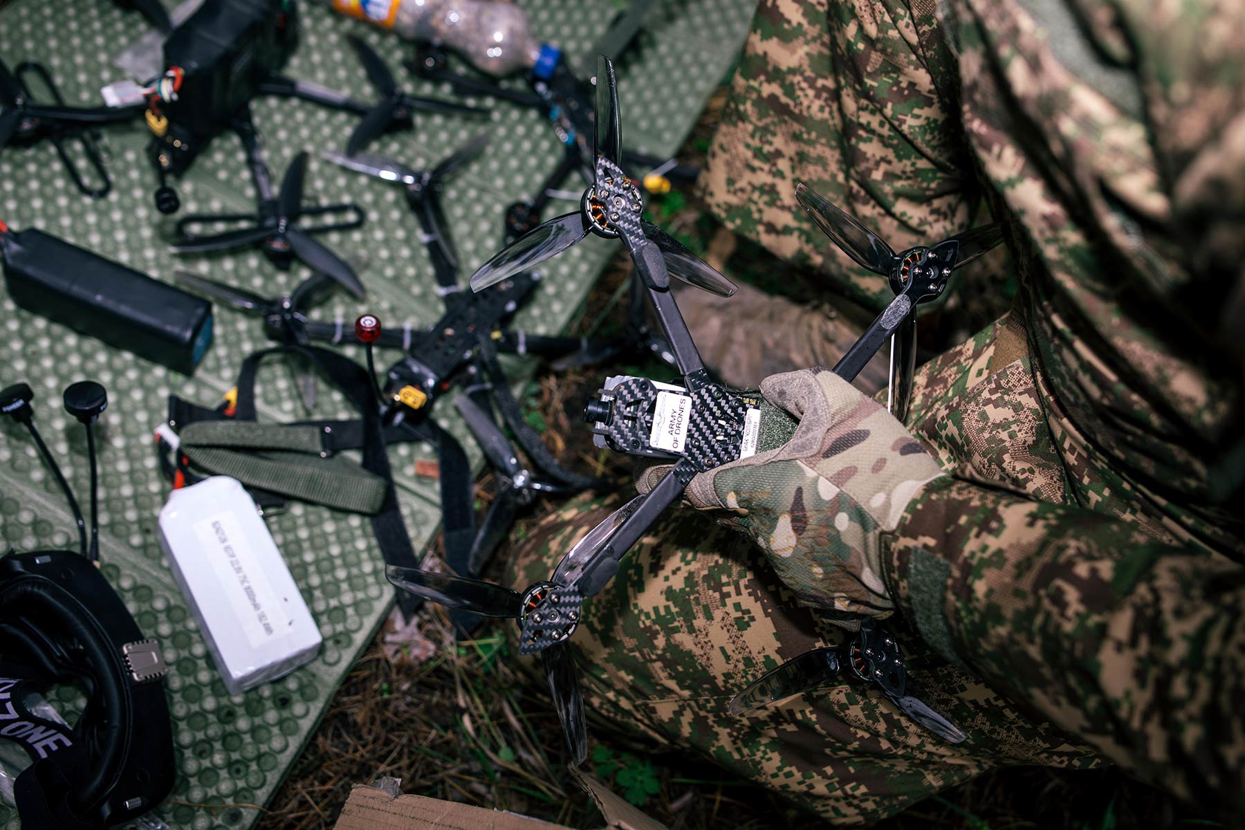 FPV drones ‘seconds’ that the Khartiia brigade practices drone flying with