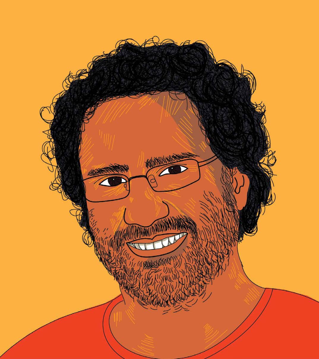 line drawing illustration of Alaa Abd el Fattah
